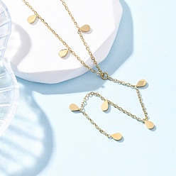 Настоящее золото 18K 304 ожерелья из нержавеющей стали с каплевидными кисточками, ионное покрытие (ip), реальный 18 k позолоченный, 16.14 дюйм (41 см)