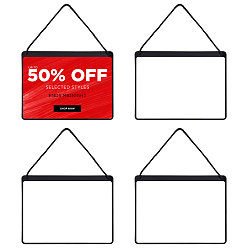 Black Erasable PVC Hanging Price Tags with Rope, Rectangle, Black, 22.2x32.5x0.3cm
