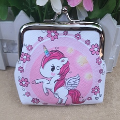 Разноцветный Трапециевидная сумка для куклы из искусственной кожи, с железным каркасом кошелька, принадлежности для американских кукол, рисунок единорога, красочный, 70x90 мм