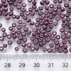 Purple 6/0 Baking Paint Glass Round Seed Beads, Purple, 4~5x3~4mm, Hole: 1~2mm, about 4500pcs/pound