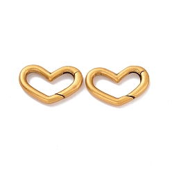 Antique Golden 925 Sterling Silver Spring Gate Rings, Heart, Antique Golden, 10.5x16x2mm, Inner Diameter: 4x12mm