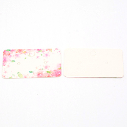 Pink Tarjetas de exhibición de pendientes de cartón blanco, rectángulo con el modelo de flor, rosa, 1-1/8x2 pulgada (3x5 cm)