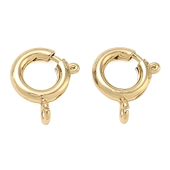 Real 18K Gold Plated Brass Spring Ring Clasps, Cadmium Free & Lead Free, Rack Plating, Long-Lasting Plated, Real 18K Gold Plated, 12x10x3.5mm, Hole: 1.8mm