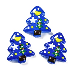 Королевский синий Бусины лэмпворк ручной работы новогодняя тема, Рождественские елки, королевский синий, 25~26.5x18.5~22.5x6.5~7.5 мм, отверстие : 1.6~1.8 мм