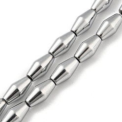 Plaqué Gris Brins de perles d'hématite non magnétiques synthétiques galvanisées, Toupie, platinée, 6.2~6.5x12~12.5mm, Trou: 1.4mm, Environ 33 pcs/chapelet, 16.89'' (42.9 cm)
