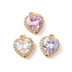 (52) Непрозрачная лаванда Латунные микро проложить кубического циркония подвески, без никеля , сердце прелести, реальный 18 k позолоченный, разноцветные, 11.5x9.5x5.5 мм, отверстие : 1.4 мм