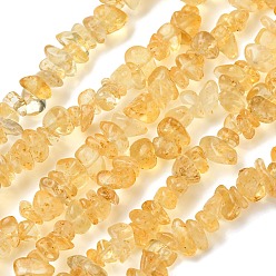 Цитрин Чип натуральный цитрин бисер пряди, окрашенная и подогревом, 5~8x5~8 мм, отверстие : 1 мм, 80~81 см