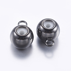 Черный Цвет Металла Поручни из латунной трубки, петля под залог, с резиновой, баррель, металлический черный , 7x5x3.5 мм, отверстие : 0.7 мм, внутренний диаметр: 1.5 мм