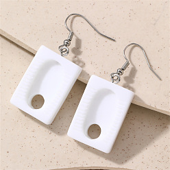 Другие Забавные серьги-подвески из смолы на тему ванной комнаты, платина, туалет, 48x18 мм