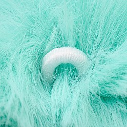 Aquamarine Handmade Faux Rabbit Fur Pom Pom Ball Covered Pendants, Fuzzy Bunny Hair Balls, with Elastic Fiber, Aquamarine, 55~74mm, Hole: 5mm