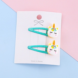 Темно-бирюзовый Металлические заколки для волос, единорог, аксессуары для волос для женщин и девочек, темные бирюзовый, 50 мм, 2 шт / комплект