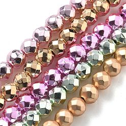 (52) Непрозрачная лаванда Гальванические нити из синтетических немагнитных гематитовых бусин, круглые, граненые, разноцветные, 6x5.5 мм, отверстие : 1 мм, около 68~72 шт / нитка, 15.59~15.98'' (39.6~40.6 см)