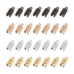 (52) Непрозрачная лаванда 304 конец нержавеющей стали шнур, Складывающиеся обжимные концы, разноцветные, 10x4 мм, отверстие : 1 мм, внутренний диаметр: 3.5 мм, 4 цветов, 10 шт / цвет, 40 шт / коробка