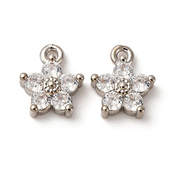 Платина Латунные микро проложить кубического циркония подвески, , стойки покрытие, долговечный, без кадмия и без свинца, платина, 10x8x3 мм, отверстие : 1 мм