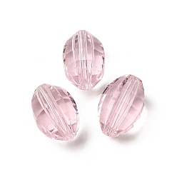 Pearl Pink K9 Glass, Imitation Austrian Crystal Beads, Faceted, Oval, Pearl Pink, 11x8mm, Hole: 0.8~1.4mm