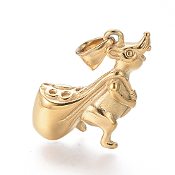 Golden 304 Edelstahl Anhänger, Eichhörnchen, golden, 30x25x11.5 mm, Bohrung: 5x7 mm