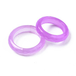 Mixed Color Glow in the Dark Luminous Plastic Transparent Finger Ring for Women, Mixed Color, 5.5mm, Inner Diameter: 16.1~18.1mm