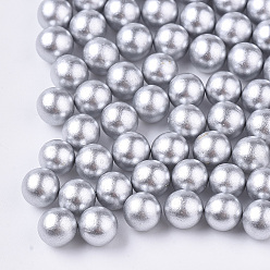 Light Grey ABS Plastic Imitation Pearl Beads, Matte Style, No Hole/Undrilled, Round, Light Grey, 10mm, about 1000pcs/bag