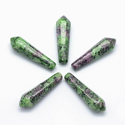 Ruby in Zoisite Natural Ruby in Zoisite Pointed Beads, Healing Stones, Reiki Energy Balancing Meditation Therapy Wand, Bullet, Undrilled/No Hole Beads, 30.5x9x8mm