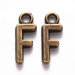 Letter F Сплавочные подвески тибетского стиля, без кадмия и без свинца, Буква F, F: 16x6x2 мм, отверстие : 2 мм, Около 1665 шт / 1000 г