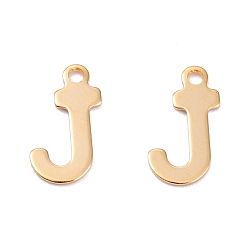 Letter J 201 прелести нержавеющей стали, алфавит, реальный 18 k позолоченный, letter.j, 12.1x7x0.6 мм, отверстие : 1.2 мм