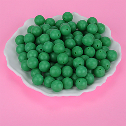 Sea Green Round Silicone Focal Beads, Chewing Beads For Teethers, DIY Nursing Necklaces Making, Sea Green, 15mm, Hole: 2mm