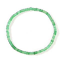 Зеленый лайм Стеклянный бисер стрейч браслеты, Браслеты дружбы для женщин, которые можно носить в несколько рядов., круглые, зеленый лайм, 6.89 дюйм (17.5 см)
