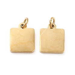 Настоящее золото 14K Ионное покрытие (ip) 304 брелоки из нержавеющей стали, с целью перехода в кольце, квадратный, реальный 14 k позолоченный, 7.5x6x0.8 мм, отверстие : 2 мм