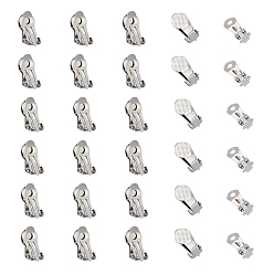 Нержавеющая Сталь Цвет 36шт. фурнитура для сережек-клипс из нержавеющей стали, с круглым плоским лотком, цвет нержавеющей стали, 15.5x10x9 мм