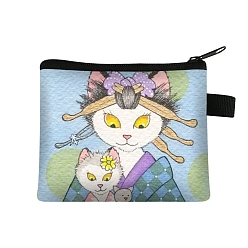 Colorful Cute Cat Polyester Zipper Wallets, Rectangle Coin Purses, Change Purse for Women & Girls, Colorful, 11x13.5cm