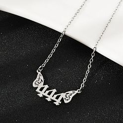 Нержавеющая Сталь Цвет 201 номер из нержавеющей стали 444 с подвеской в виде крыльев бабочки, не тускнеет, цвет нержавеющей стали, 18.82 дюйм (47.8 см)