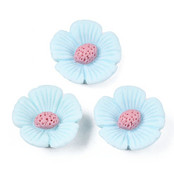Sky Blue Opaque Resin Cabochons, Flower, Sky Blue, 21x20x9mm