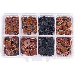 Mixed Color Cowhide Bead Spacers, Donut/Pi Disc, Mixed Color, 6mm/8mm/10mm, Hole: 2mm, 450pcs/box