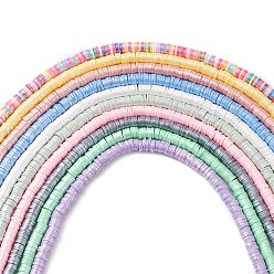 (52) Непрозрачная лаванда 10 пряди 10 цветная нить из полимерной глины ручной работы, для поделок ювелирных изделий, Диск / плоские круглые, разноцветные, 6x1 мм, отверстие : 2 мм, 1 прядь / цвет