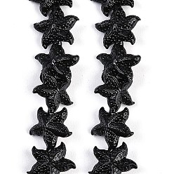 Черный Нити резных бусин синтетического коралла, морская звезда, чёрные, 16~17x14~15x6~6.5 мм, отверстие : 0.8 мм, около 28 шт / нитка, 13.19'' (33.5 см)