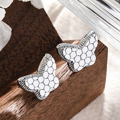 Платинированный Латунь серьги, бабочка, Реальная платина, 8.5x11.5 мм