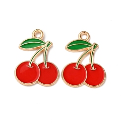 Вишня Подвески из сплава фруктов и эмали, золотой свет, вишня, 20x15x1 мм, отверстие : 1.8 мм