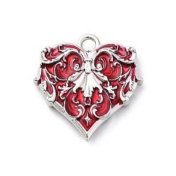 (123L) Белый крем непрозрачный блеск Подвески из эмали и сплава, платина, чары сердец, стойки покрытие, огнеупорный кирпич, 23.5x22.5x4 мм, отверстие : 2.5 мм