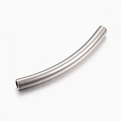 Edelstahl Farbe Anlaufgeschützt 304 Edelstahl-Rohrperlen, gebogene Rohrnudelperlen, gebogenes Rohr, Edelstahl Farbe, 53x5 mm, Bohrung: 4 mm