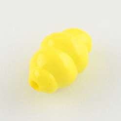 Yellow Opaque Acrylic Beads, Oval, Yellow, 18x11mm, Hole: 2mm, about 380pcs/500g