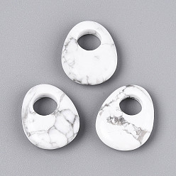 Говлит Природные подвески Говлит, слезинки, 24.5~25x19.5~20x5.5~6.5 мм, отверстие : 8~9 мм