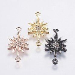 (52) Непрозрачная лаванда Латунные микро проложить кубических ссылки циркония, без свинца и без кадмия, Сияющая звезда, разноцветные, 20x10x2 мм, отверстие : 1 мм