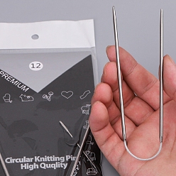 Нержавеющая Сталь Цвет Круговые спицы из нержавеющей стали, устойчивые к потускнению, с волшебной петлей, цвет нержавеющей стали, 245x26 мм