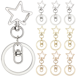 Звезда 18 шт. 3 стильные застежки для брелков из сплава, звезда, звезда, 66 мм, ссылка: 10x8x1.5 mm