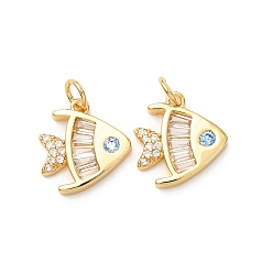 Настоящее золото 18K Латунные микро проложить кубического циркония подвески, рыбы прелести, без кадмия и без свинца, стойки покрытие, долговечный, с целью перехода в кольце, реальный 18 k позолоченный, 13.5x13.5x2.5 мм, отверстие : 3.2 мм