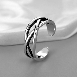 Античное Серебро Латунные манжеты для мужчин, античное серебро, внутренний диаметр: регулируемый