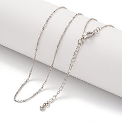 Platinum Brass Cable Chain Necklaces for Women, Platinum, 17.87 inch(454mm)