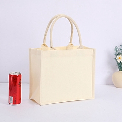 Бежевый Пустые сумки из мешковины с ручкой, прямоугольные, бежевые, 30x15x26 см