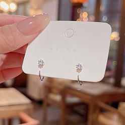 Серебро Серьги-гвоздики из циркония, c-образный, серебряные, 12 мм