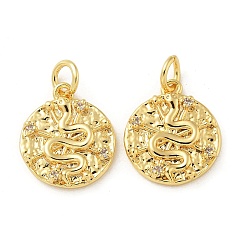 Настоящее золото 18K Латунные подвески, плоские круглые прелести, с целью перехода в кольце, без кадмия, без никеля и без свинца, реальный 18 k позолоченный, 15x12.5x2.8 мм, отверстие : 3 мм